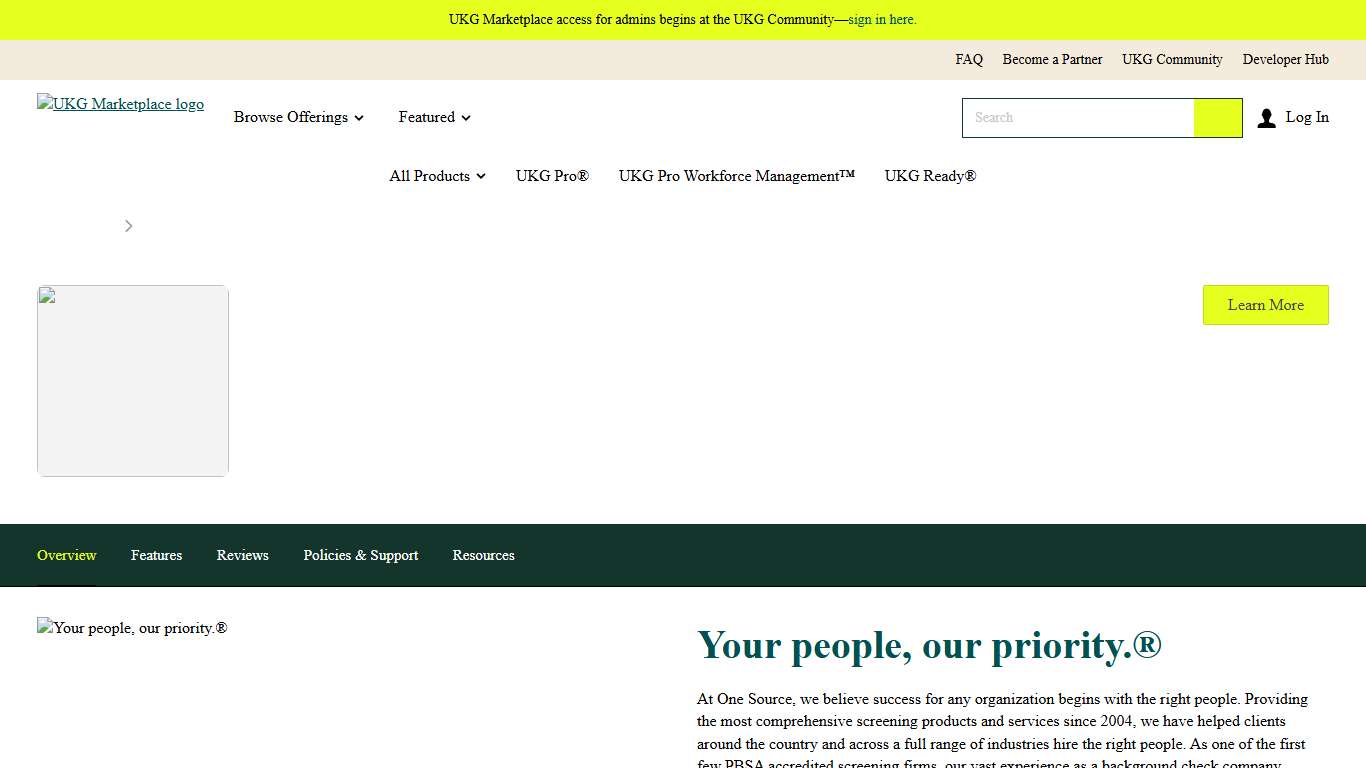 One Source: The Background Check Company - Powered by Accio | UKG Marketplace